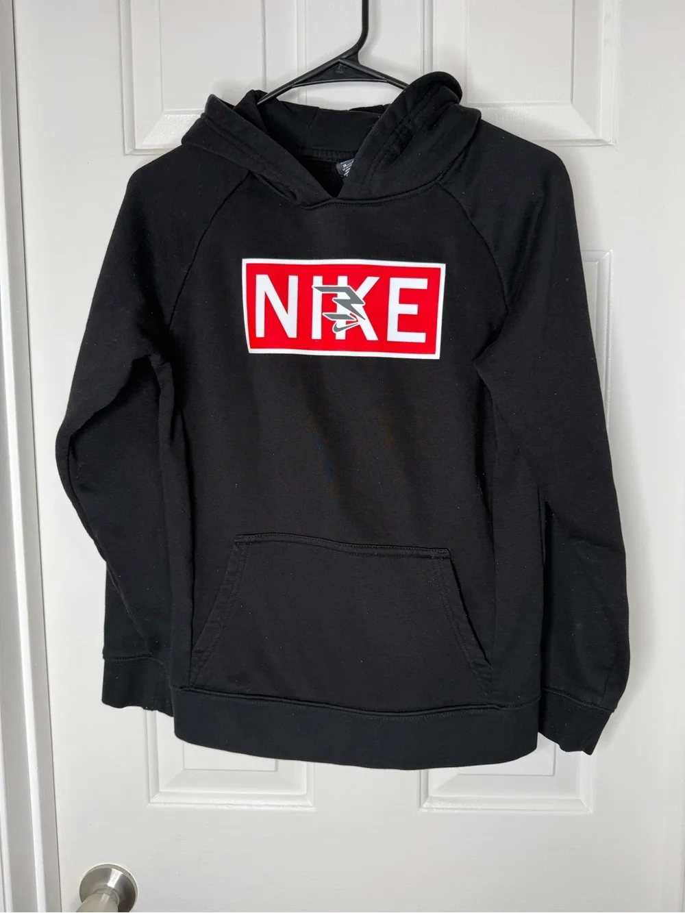Nike Black Hoodie with Red Logo Box - Kids
